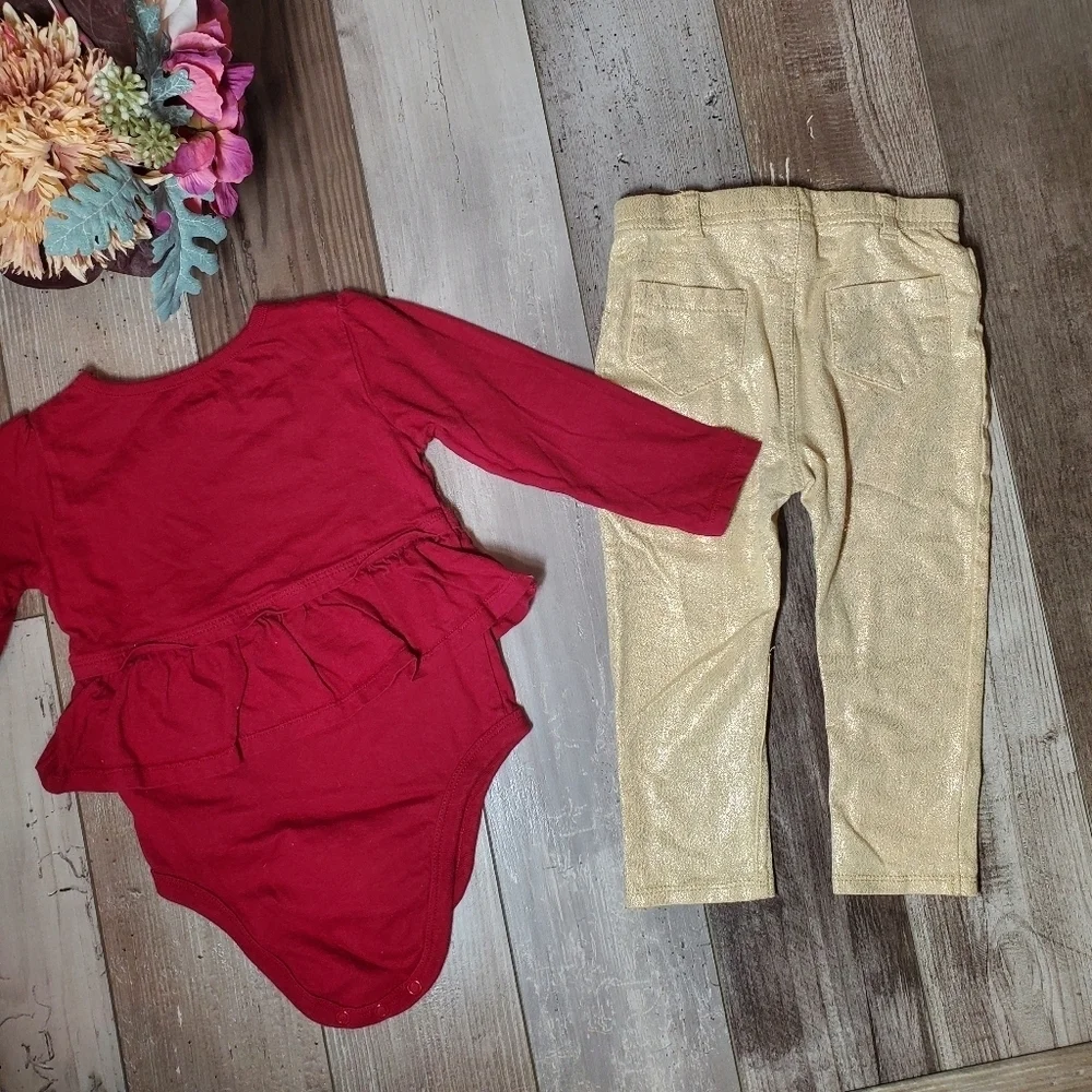 Garanimals Maroon And Gold Baby Toddler Girl Outfit Size 24M NWOT